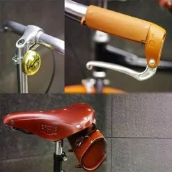 Vélo Original Vélo Vintage à Grande Roue + Selle Et Sacoche En Cuir Brun BROOKS